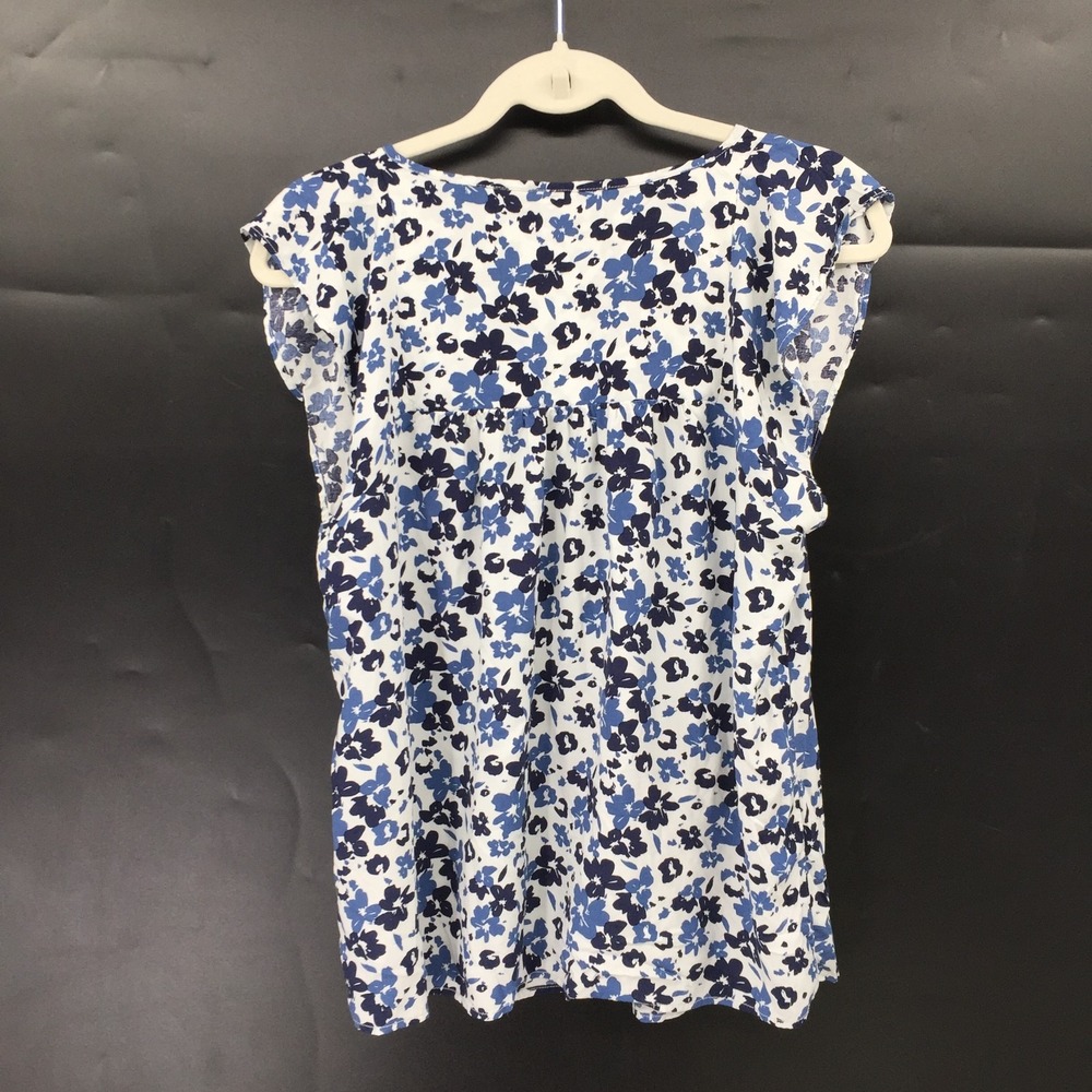 GAP black & blue floral prink tie front popover top preppy classic coastal M - Picture 12 of 14